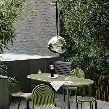 Melt LED Large Wireless rechargeable lamp plastic material silver / Ø 50 cm - free-standing or hanging - Tom Dixon