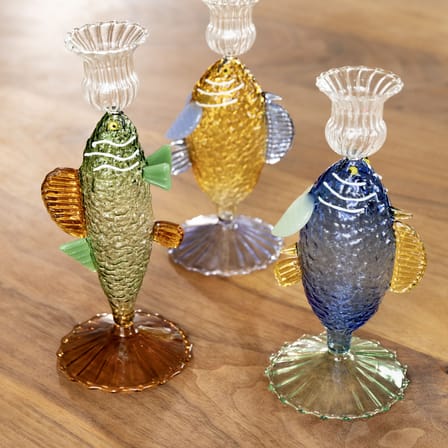 Bougeoir Fish verre bleu - & klevering