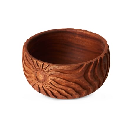 Coupe Carved Medium bois marron / Ø 15 x H 8 cm - Sculpté main - HK LIVING