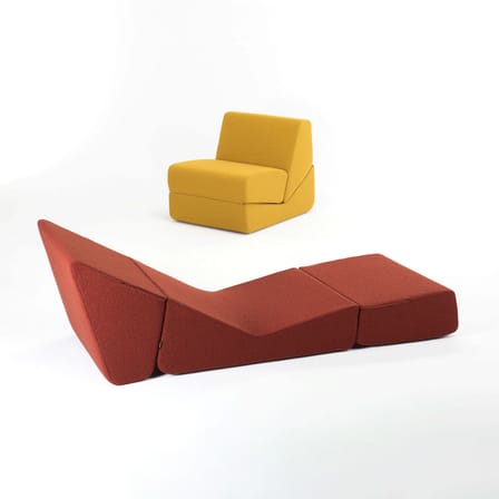 Chauffeuse convertible Galeotta tissu rouge / Fauteuil convertible - Réédition 1968 - Zanotta