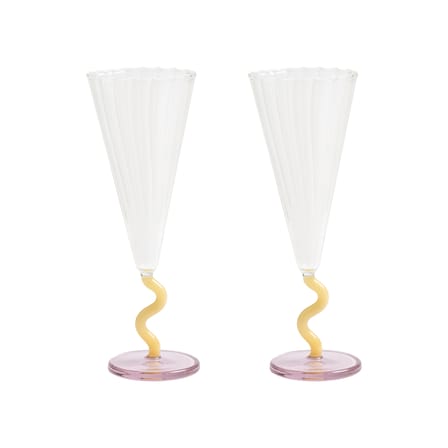 Flûte à champagne Curve verre multicolore / Set de 2 - 18 cl - & klevering