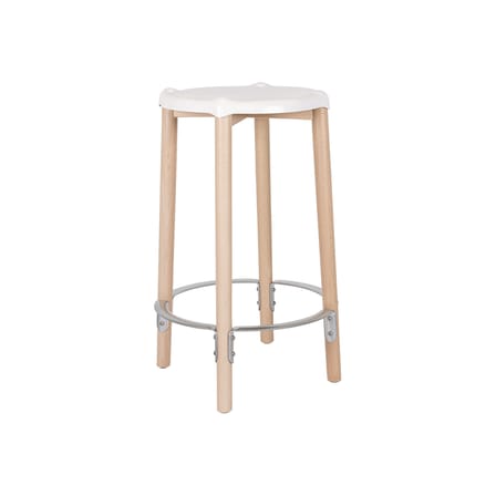Tabouret de bar Poêle Collection métal blanc / By Philippe Starck - H 65 cm - Alessi