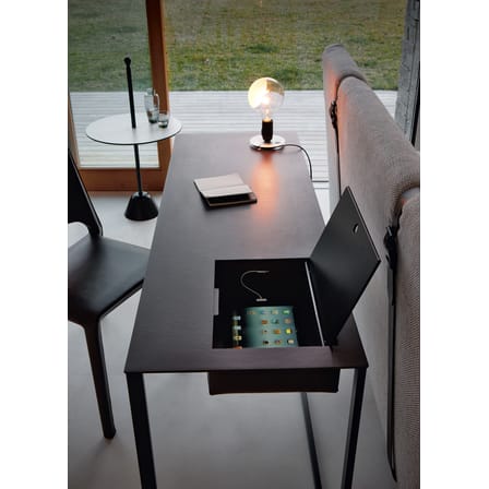 Bureau Calamo cuir marron / Console - Cuir sellier - L 130 cm - Zanotta