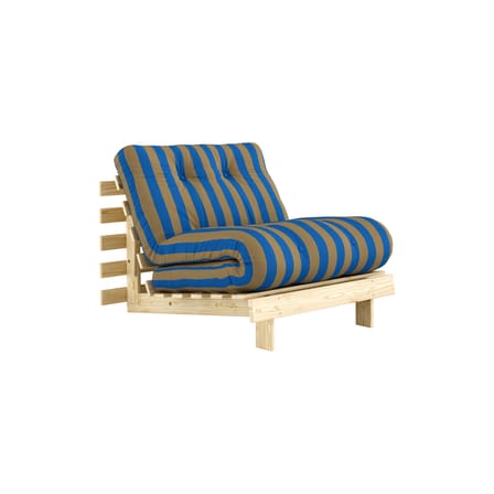 Fauteuil convertible Roots tissu marron / Dormeuse & lit d'appoint - 3 positions / Structure pin clair - KARUP
