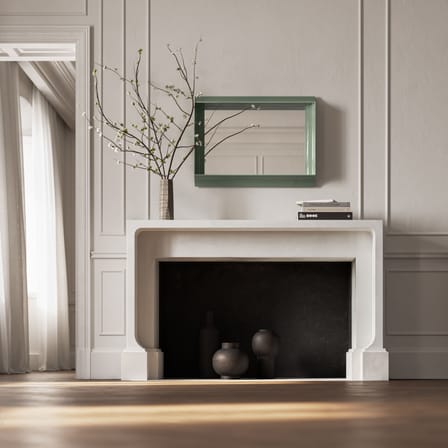 Miroir mural Coves céramique vert / Avec étagère - 80 x 60 cm - Magis