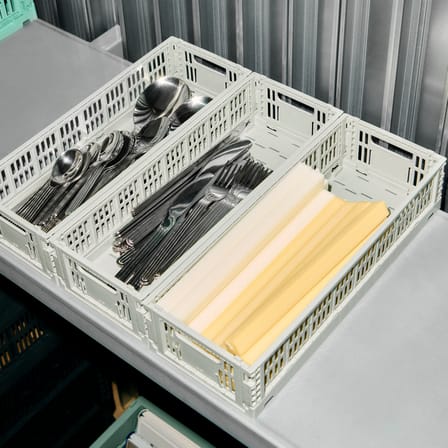 Panier Colour Crate MINI plastique gris Oblong / 13 cm x 34.5 cm - Hay