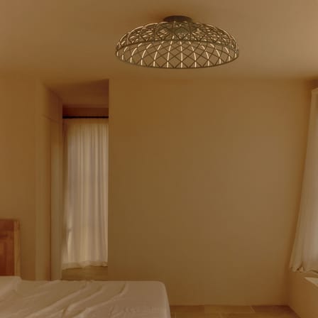Plafonnier Skynest C LED tissu rouge / Ø 90,4 cm - Tissu polyester récyclé - Flos