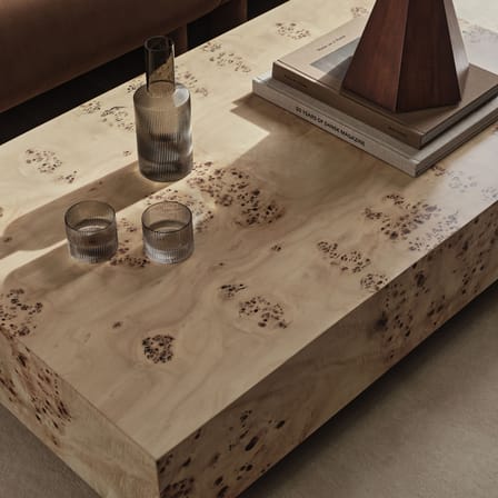 Table basse Burl bois beige / 117 x 70 x H 30 cm - Broussin certifié FSC / Seconde vie - Ferm Living