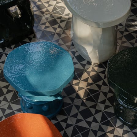 Table d'appoint Clara 08 céramique bleu / Ø 39 x H 37 cm - Serax