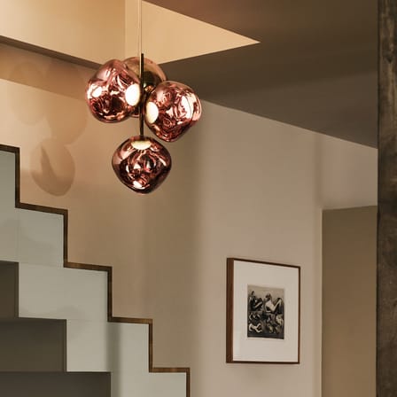 Sospensione Melt Chandelier Mini materiale plastico rame / LED - Ø 54 x H 63 cm / Policarbonato Metallizzato (cambia colore) - Tom Dixon