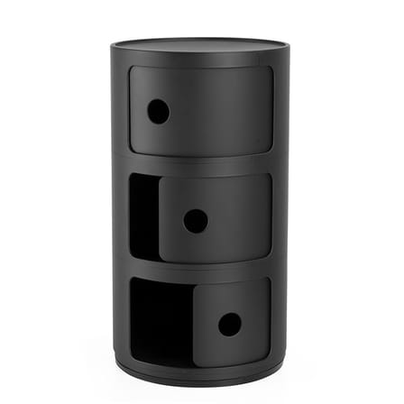 Rangement Componibili noir (1968) / Mat - 3 tiroirs - H 58 cm / Recyclé - Kartell