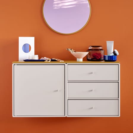 Rangement mural Montana Mini 1007 bois jaune / 3 tiroirs - 35 x 35 x P 25 cm - MONTANA