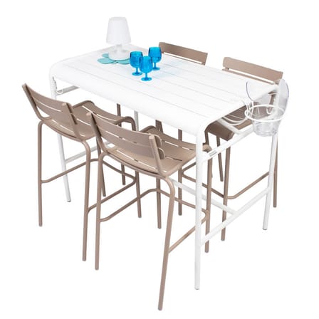 Table haute Luxembourg métal vert / 4 personnes - 126 x 73 cm - Aluminium - Fermob