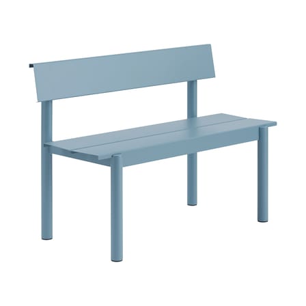 Banc avec dossier Linear métal bleu / L 110 cm - Muuto
