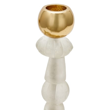 Bougeoir Perles verre blanc / Small - H 34 cm - Pols Potten
