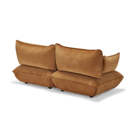 Canapé droit Sumo Medium marron / 3 places - L 210 cm / Velours recyclé - Fatboy