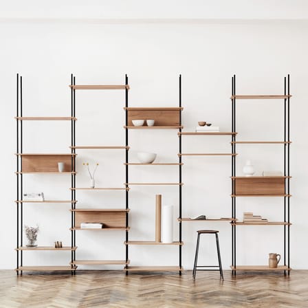 Étagère Shelving System – s.200.1.A bois naturel & blanc / L 85 x H 200 x Prof. 35 cm - MOEBE