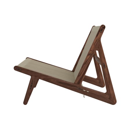 Fauteuil lounge MR01 Initial tissu beige bois naturel / Noyer & corde - Gubi