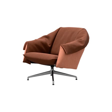 Fauteuil pivotant Bascule Lowback tissu marron / Mécanisme d’inclinaison - Piètement 4 branches - Vitra