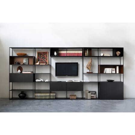 Bibliothèque Easy Irony TV métal noir / Compo E - L 146 x H 226 cm - Zeus