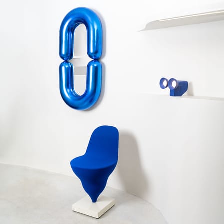 Miroir mural Zodiac Bumper Large céramique bleu /  L 55 x H 110 cm - Jean-Baptiste Fastrez, 2020 - Moustache