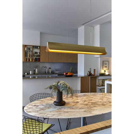 Suspension Respiro LED métal noir or / L 120 cm - DCW éditions