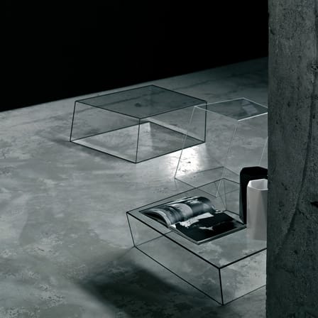 Table basse Wireframe verre noir transparent / 75 x 87 cm - Piero Lissoni, 2011 - Glas Italia