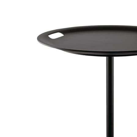 Table d'appoint Op-la plastique noir / By Jasper Morrison - Ø 48 x H 52 cm / Plateau amovible - Alessi