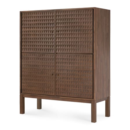 Buffet Sono legno marrone / L 116 x H 144 cm - Pannelli in rilievo intagliati a mano - Ethnicraft