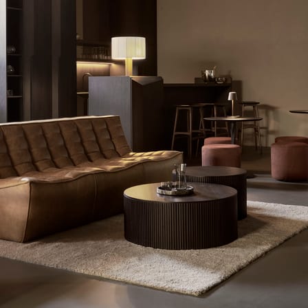 Canapé droit N701 cuir marron foncé / 3 places - L 210 cm - Ethnicraft