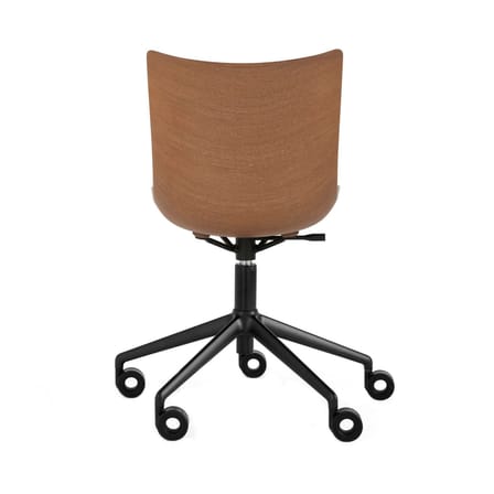 Chaise à roulettes P/Wood bois naturel / Hauteur réglable - Kartell