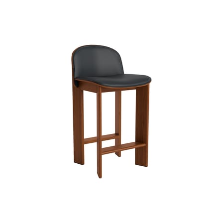 Chaise de bar Chisel 35 Low / H 65 cm - Rembourrage cuir - Hay