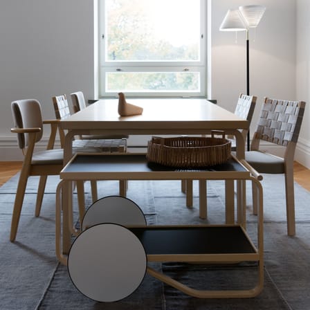 Chaise empilable 611 tissu beige / Alvar Aalto, 1929 - Sangles en lin - ARTEK