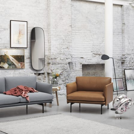 Fauteuil rembourré Outline cuir marron - Muuto