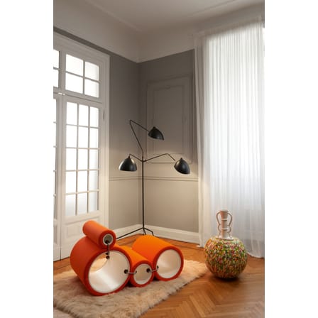 Fauteuil rembourré Tube tissu orange / Joe Colombo, 1969 - Modulable - Cappellini