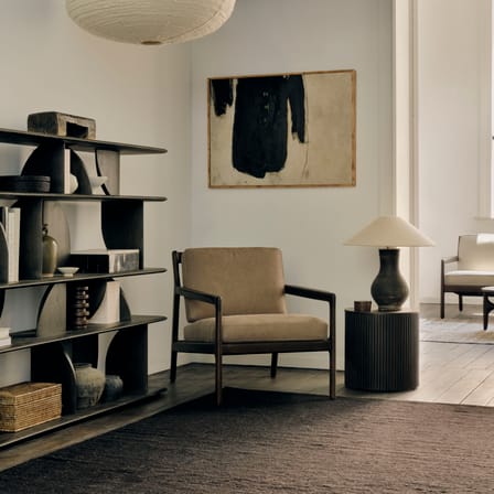 Fauteuil rembourré Jack Indoor cuir marron / Acajou & nubuck - Ethnicraft