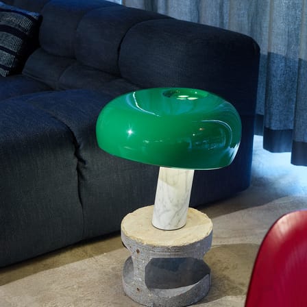Lampe de table Snoopy métal vert / Edition limitée - Base marbre / Castiglioni, 1967 - Flos