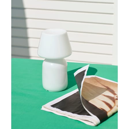 Lampe extérieur sans fil rechargeable Apollo verre blanc / Soufflé bouche - Hay