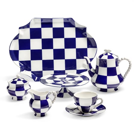 Assiette de présentation Fête des Bêtes céramique bleu / 36,6 x 26,5 cm - Serax