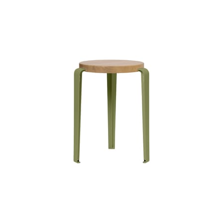 Lou Stackable stool metal green / H 45 cm - Eco-certified Oak - TIPTOE