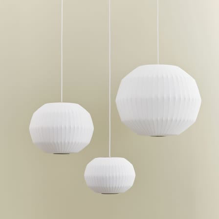 Suspension Bubble Angled Sphere tissu blanc / Medium - Ø 49,5 x H 38,5 cm - Hay