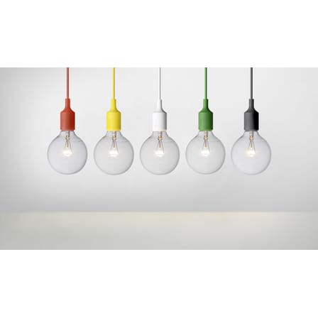 Suspension E27 plastique beige / Silicone - Ampoule incluse - Muuto