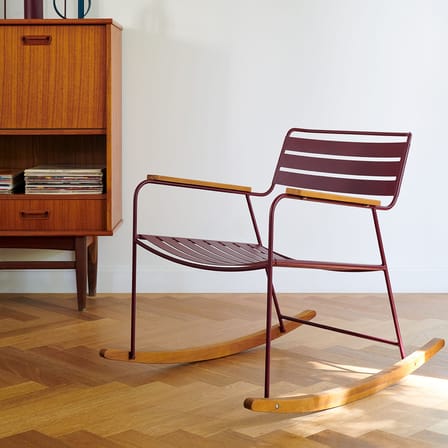 Rocking chair Surprising métal violet / teck - Fermob