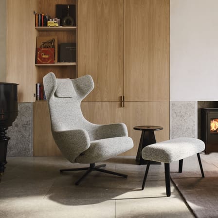 Set fauteuil & repose-pieds Grand Repos & Panchina tissu vert / Pivotant & inclinable - Vitra