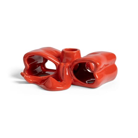Bougeoir Ribbon céramique rouge - & klevering