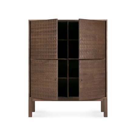 Buffet Sono bois marron / L 116 x H 144 cm - Panneaux en relief sculptés main - Ethnicraft