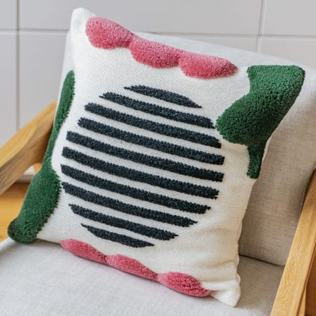 Coussin Pink touch  / 45 x 45 cm - Laine tissée main - COLORTHERAPIS