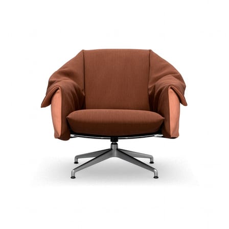 Fauteuil pivotant Bascule Lowback tissu marron / Mécanisme d’inclinaison - Piètement 4 branches - Vitra