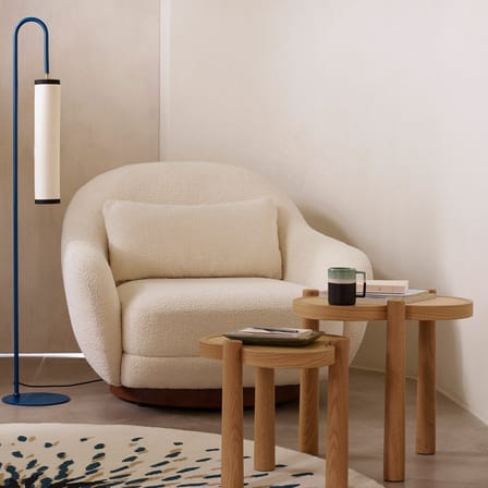 Fauteuil pivotant Bozzolo tissu blanc / Grand modèle - L 110 cm / Laine bouclette - Maison Sarah Lavoine