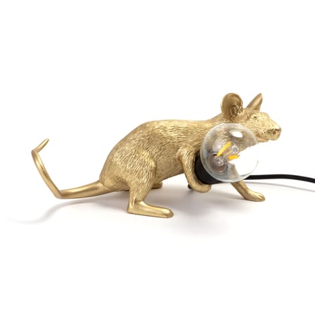Lampe de table Mouse Lie Down #3 / Souris allongée plastique or / Câble USB - Seletti